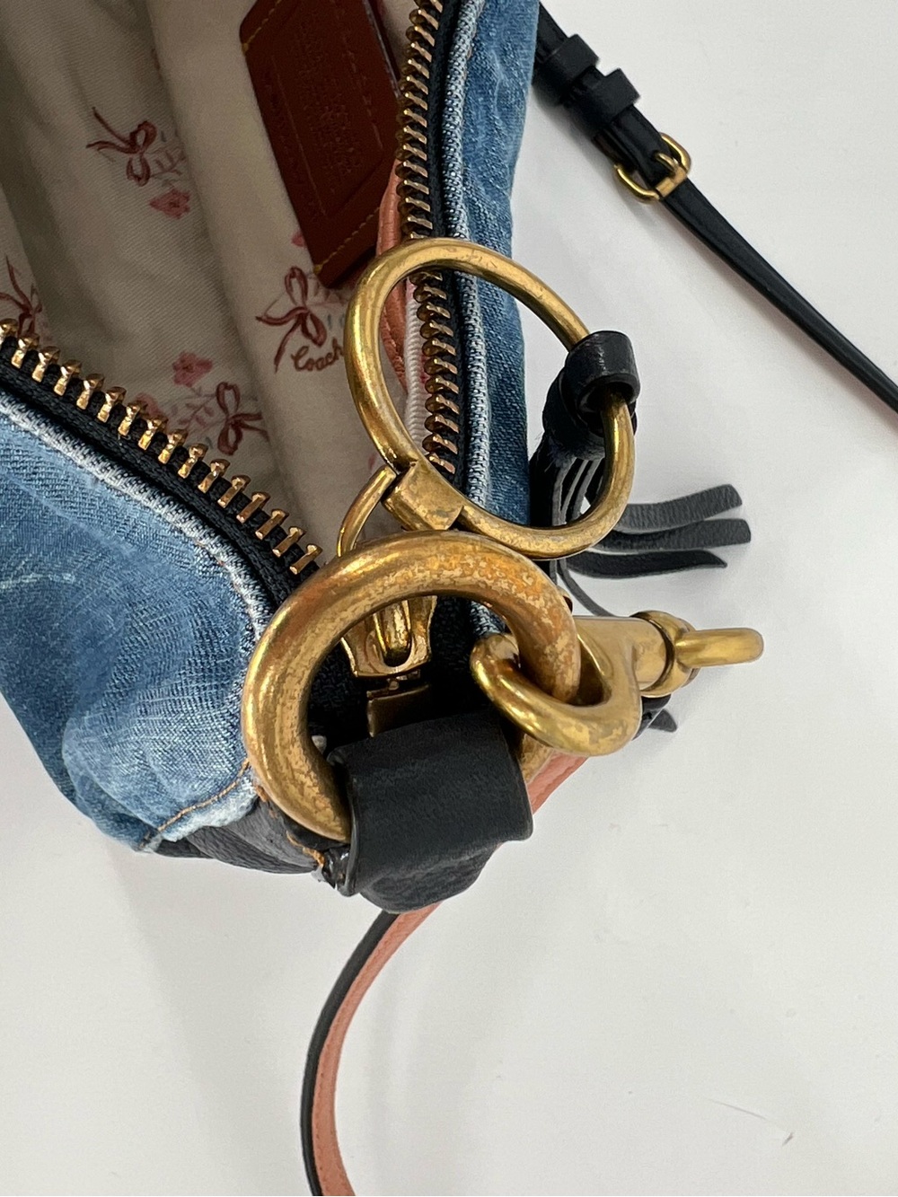 Coach Denim Sutton Bag Crossbody Pebble Leather Navy Blue - Picture 6 of 14